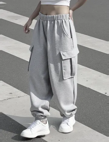 Pantaloni Shein Kids, gri