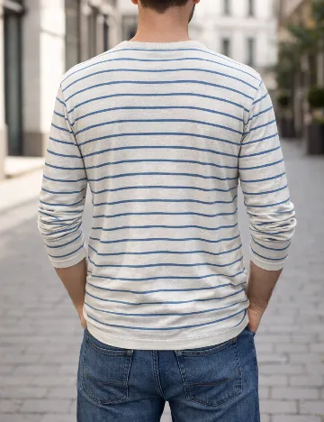 Bluza Pull&Bear, alb/albastru