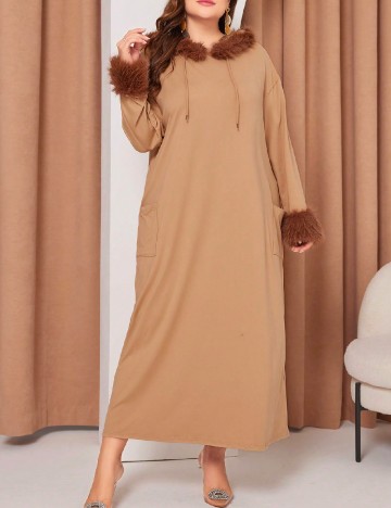 Rochie lunga SHEIN CURVE, maro deschis