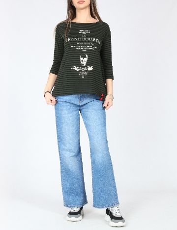 Bluza Zara, verde/negru