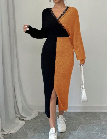 Rochie medie SHEIN, negru/maro