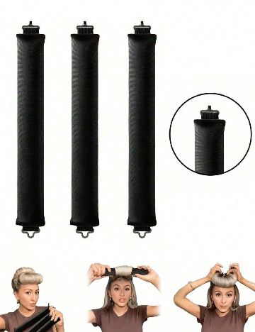 Set ondulatoare fără caldura 3 bucati SHEIN, negru