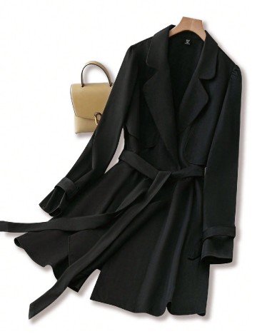 Trench SHEIN CURVE, negru