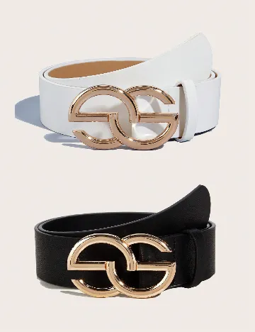 Set Curele 2 bucati SHEIN, alb/negru