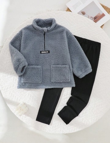 Compleu Shein Kids, albastru/negru