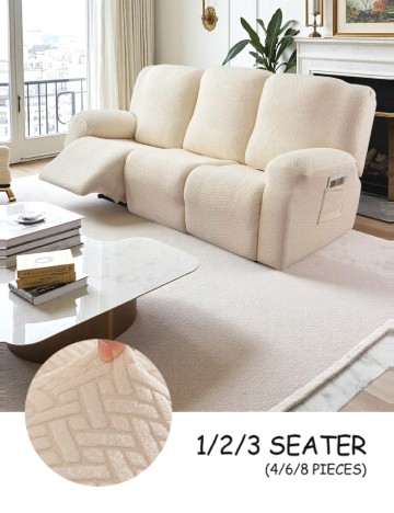 Set huse pentru canapea 6 bucati SHEIN, ecru