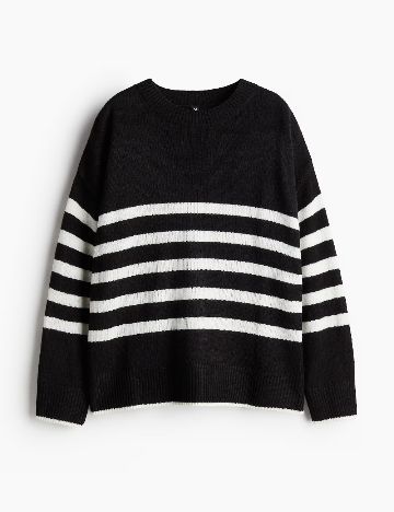 Bluza Oversize H&M, negru/alb