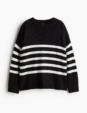 Bluza Oversize H&M, negru/alb