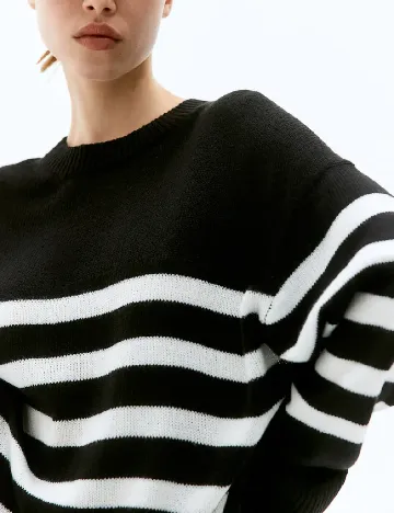 Bluza Oversize H&M, negru/alb