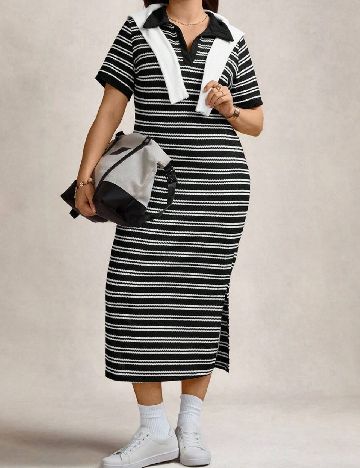 Rochie medie SHEIN CURVE, negru/alb