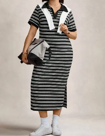 Rochie medie SHEIN CURVE, negru/alb