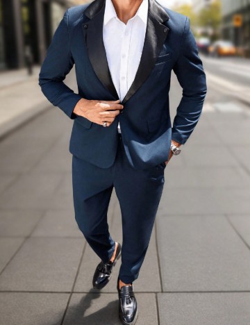 Costum SHEIN Plus Size Men, bleumarin