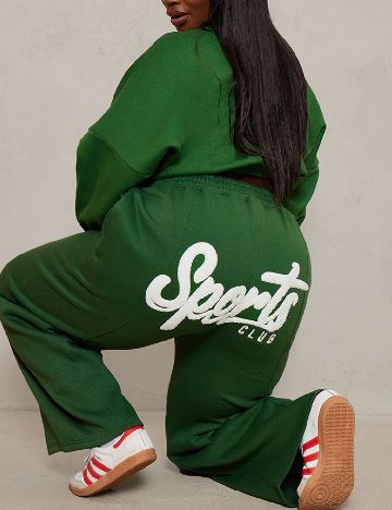 Pantaloni PrettyLittleThing Plus Size, verde