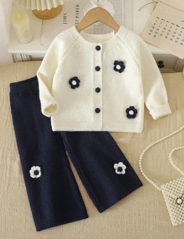 Compleu Shein Kids, alb/albastru