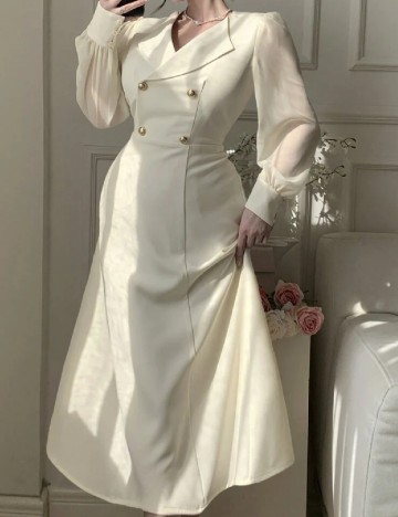 Rochie medie Dazy, ecru