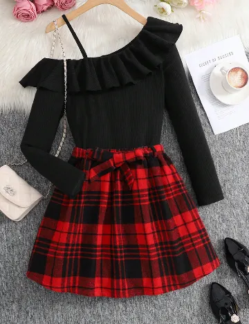 Compleu Shein Kids, negru/rosu