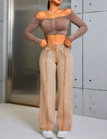 Pantaloni SHEIN, maro deschis