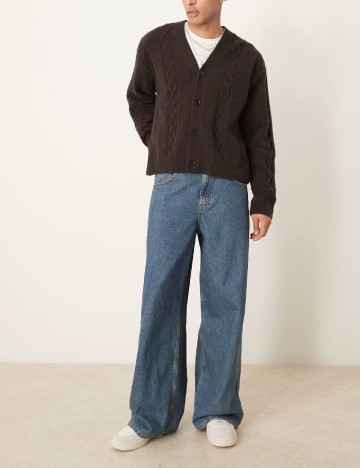 Cardigan Abercrombie&Fitch, maro inchis