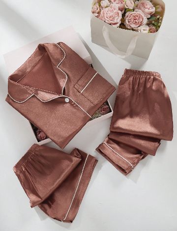 Set pijamale Shein Kids, maro