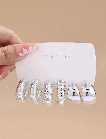 Set Cercei 3 perechi SHEIN, argintiu
