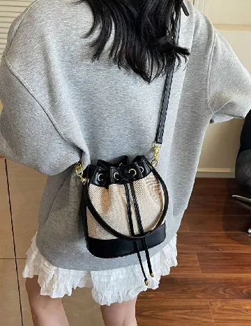 Geanta SHEIN, negru/crem