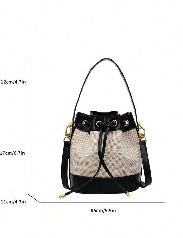 Geanta SHEIN, negru/crem