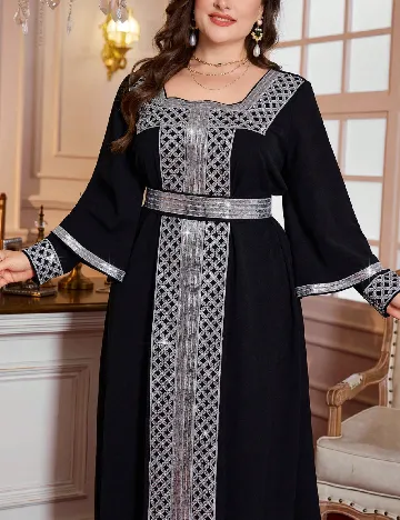 Rochie lunga SHEIN CURVE, negru/argintiu