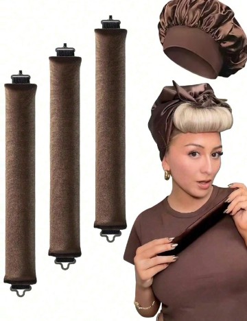 Set ondulatoare fără caldura 3 bucati SHEIN, maro