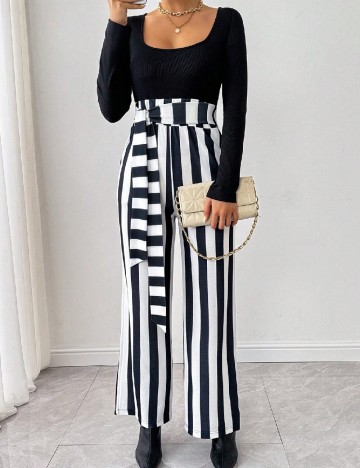 Salopeta SHEIN, negru/alb