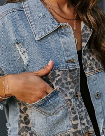 Jacheta SHEIN, albastru/animal print