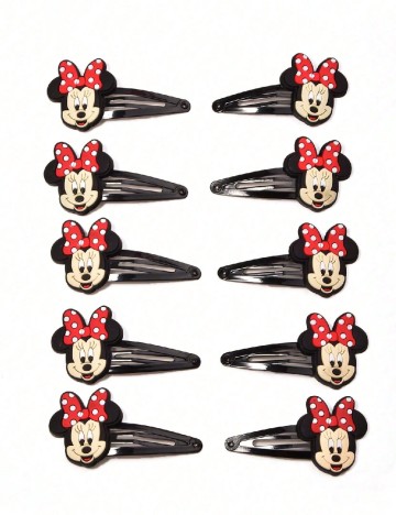 Set clame de par 10 bucati Shein Kids, negru/rosu