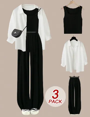 Compleu SHEIN CURVE, alb/negru