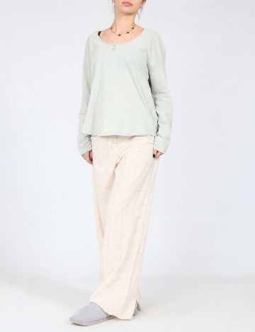 Pantaloni de pijama Massimo Dutti, ecru