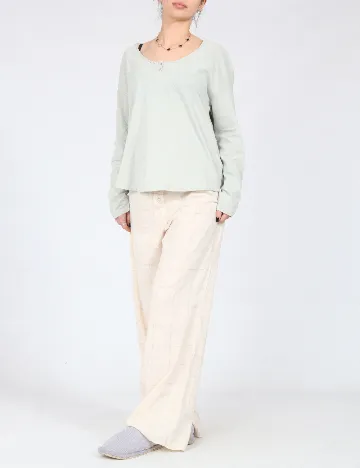 Pantaloni de pijama Massimo Dutti, ecru