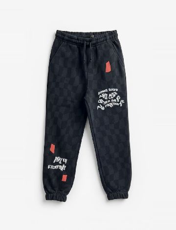 Pantaloni Zara, negru/bleumarin