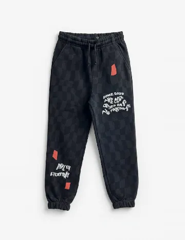 Pantaloni Zara, negru/bleumarin