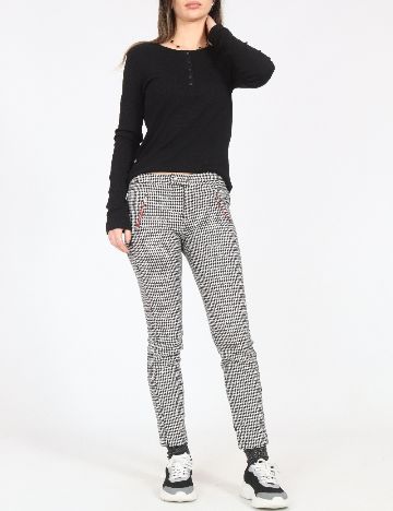 Pantaloni Zara, negru/alb