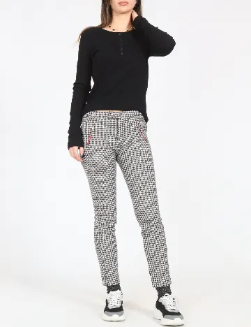 Pantaloni Zara, negru/alb