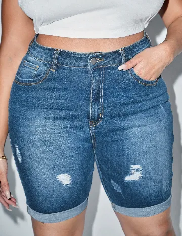 Pantaloni scurti SHEIN CURVE, albastru