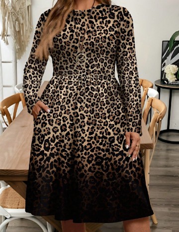 Rochie medie Emery Rose Curve, animal print