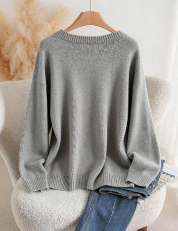 Pulover SHEIN CURVE, gri