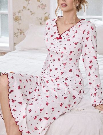 Rochie de noapte SHEIN, alb/roz