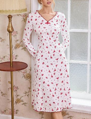 Rochie de noapte SHEIN, alb/roz