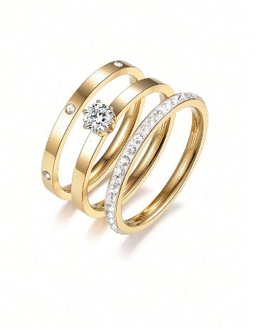 Set inele, marimea 5 3 bucati SHEIN, auriu