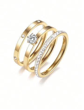 Set inele, marimea 5 3 bucati SHEIN, auriu