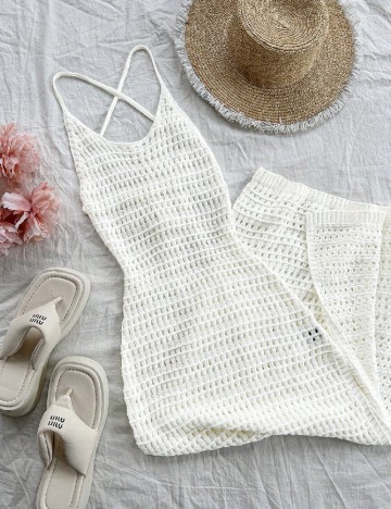 Rochie de plaja SHEIN, ecru