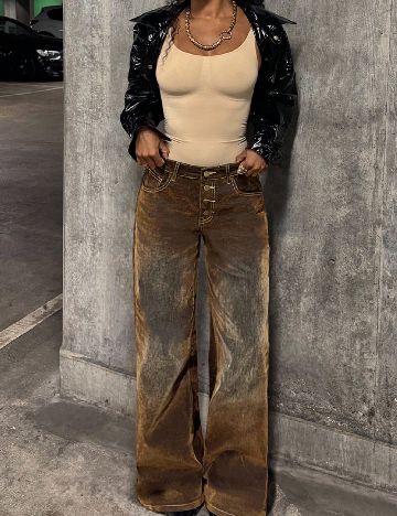 Pantaloni SHEIN, maro