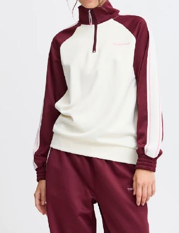 Bluza TheJoggConcept, ecru/visiniu