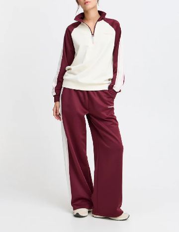 Bluza TheJoggConcept, ecru/visiniu