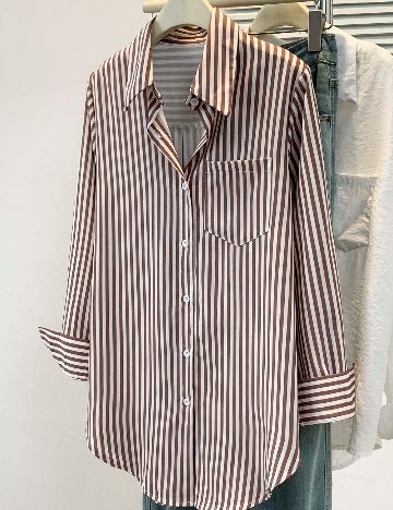 Camasa SHEIN, alb/maro